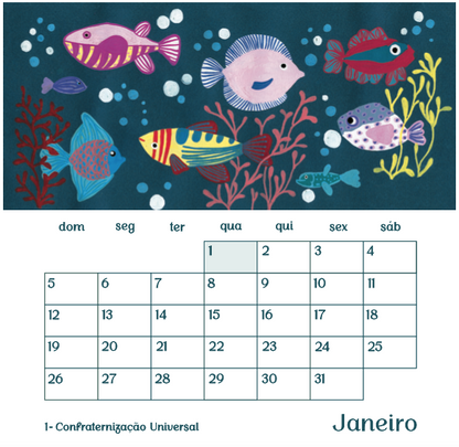 Calendário de Parede Sereia 2025